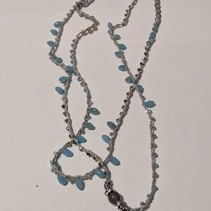 By Denis & Charles RUSH Elegant Silver and Blue Beaded Necklace